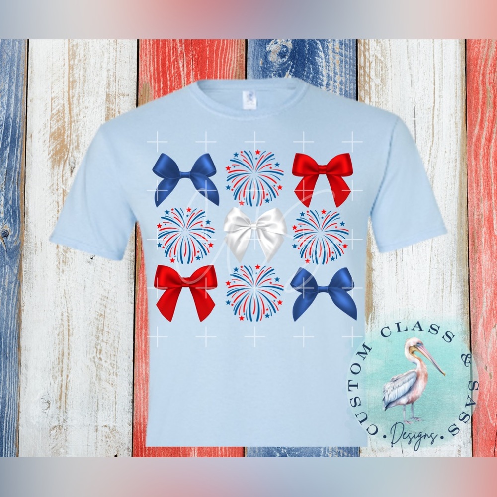 🧨 NEW Fourth Of July Fireworks Coquette Tee 🇺🇸